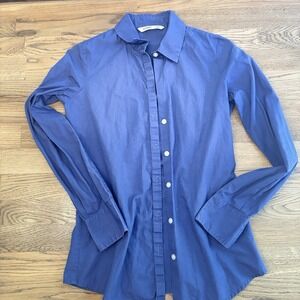 Old Navy Royal Blue Bottom Long Sleeve Collard Work Shirt Blouse Top Women's XS